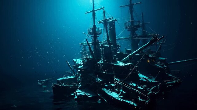 Sunken ship underwater