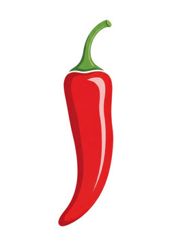 Fresh red chili pepper isolated on transparent background