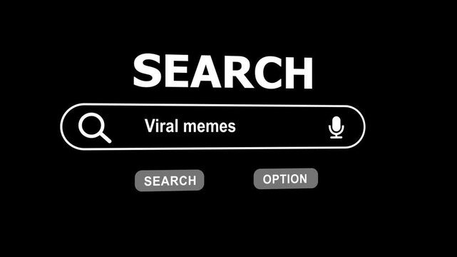 Search bar with the text Viral memes typed in and search and option buttons internet online