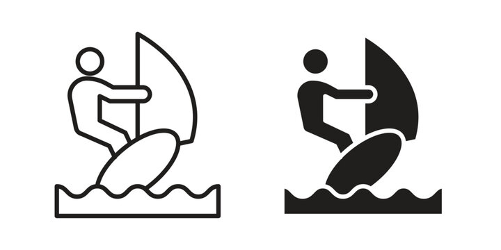 Windsurf icon and symbol. Vector logo design element.