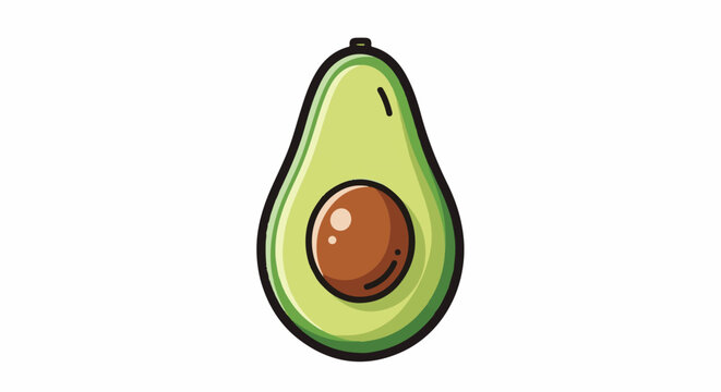 A simple, clean illustration of a halved avocado with its pit