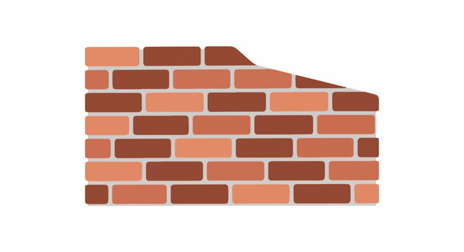 A section of a red brick wall with an uneven, angled top edge