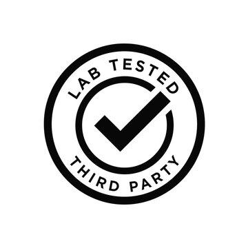 Illustration of vector lab tested third party certification logo with checkmark