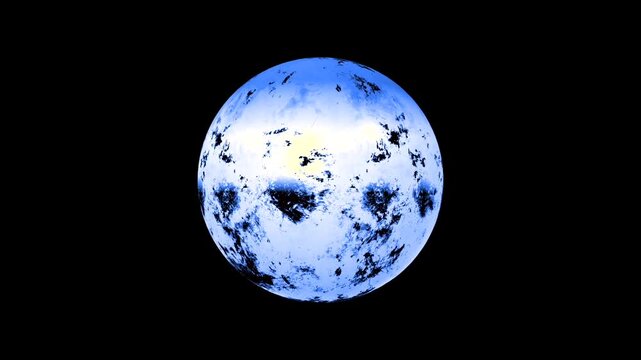 spinning blue planet. rotating sphere on black background video
