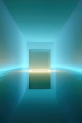 Fototapeta premium Abstract luminous passageway with perspective view, showcasing a conceptual gateway to bright future opportunities and innovation