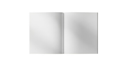 Fototapeta premium An open book with two blank white pages spread flat for writing notes or displaying content design isolated on transparent background,png