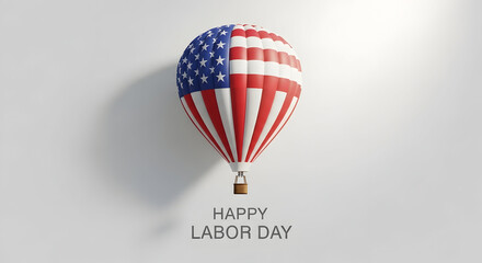 Vibrant american flag hot air balloon on labor day