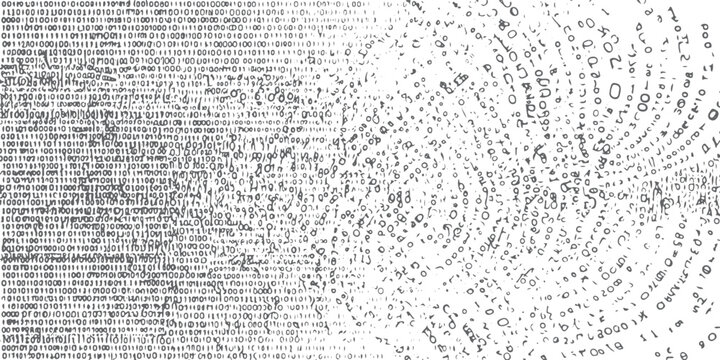 Binary code transitioning into hand written numbers on white background
