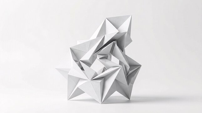 Abstract geometric origami folded purely from crisp white paper successfully represents agile transformation and highly adaptable models.