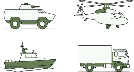 Military Vehicles and Transportation Icon Set  © Setelar