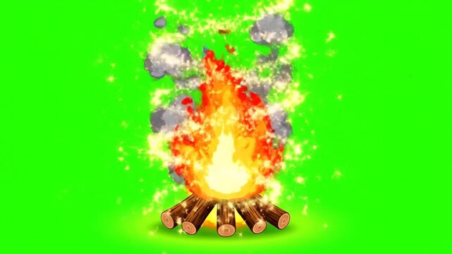 Cozy campfire flames crackle under a starless night in a natural setting.