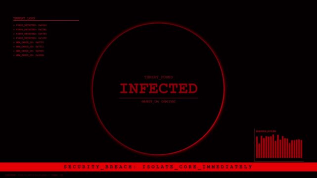 Threat Logs Virus Detected Security Breach System Infected Alert.