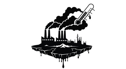 Obraz premium Industrial pollution and global warming concept a factory emits smoke into the atmosphere
