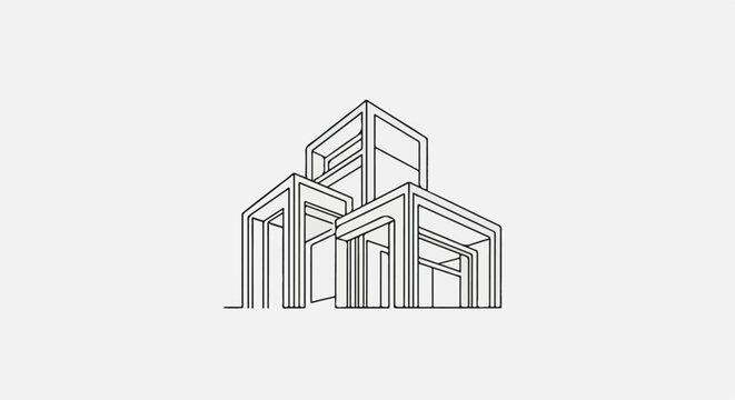 Abstract geometric structure with overlapping cube-like shapes