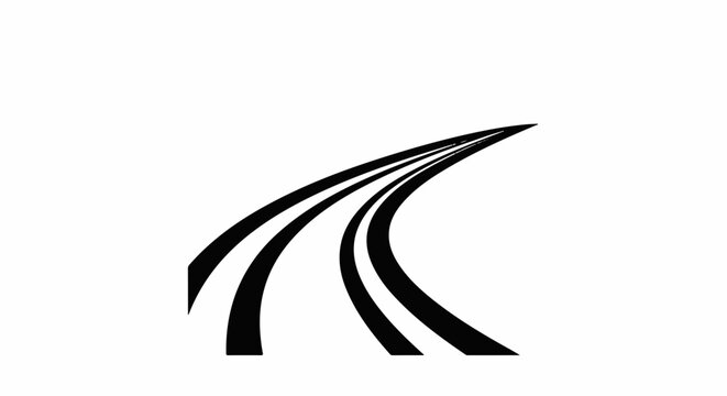 Abstract graphic of converging curved black lines on a white background