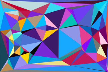 Obraz premium Abstract geometric polygon background vector with blue and purple triangular shapes, modern low poly art.