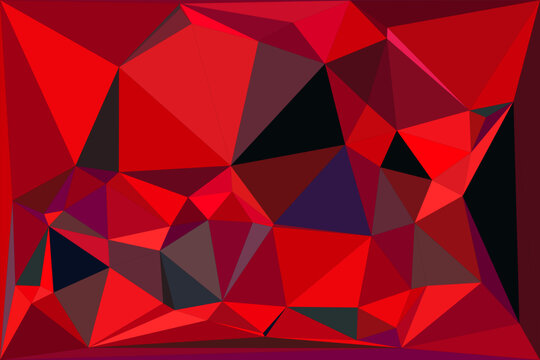 Abstract geometric polygon pattern background with triangles in bold red and black colors.