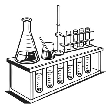 Laboratory equipment on a table science chemistry