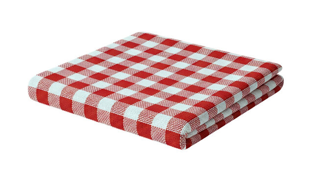 Folded Red and White Gingham Tablecloth