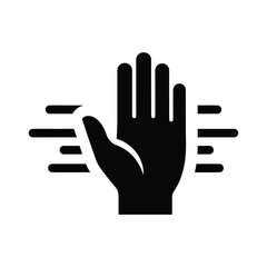 Obraz premium Illustration of vector hand gesture with motion lines symbolizing stop or rejection in a dynamic illustration style