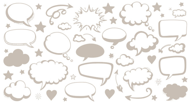 Colorful cartoon speech bubbles and conversation icons
