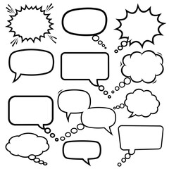 Fototapeta premium Collection of comic book speech bubbles and thought clouds