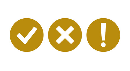 Obraz premium Green checkmark, red cross, and yellow exclamation icons