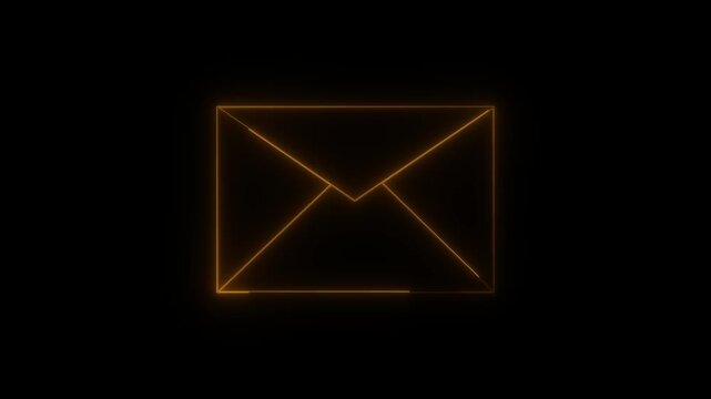 Glowing neon speech bubble icon. pink message box animation icon. Receive message with conversation notice black background.