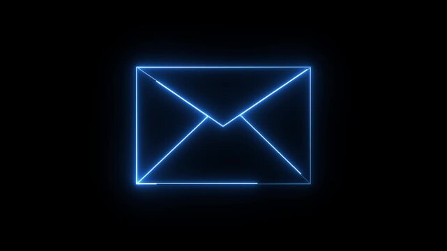 Glowing neon speech bubble icon. pink message box animation icon. Receive message with conversation notice black background.