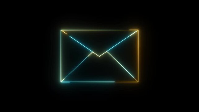 Glowing neon speech bubble icon. pink message box animation icon. Receive message with conversation notice black background.