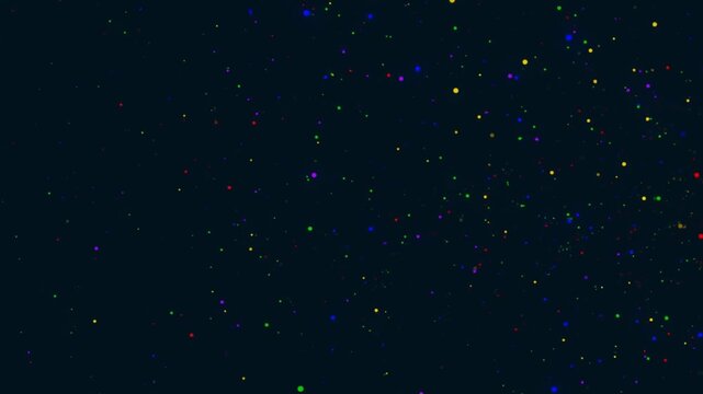 Multiple colored dots moving chaotically on an abstract background then synchronizing into a unified pulse. Finding resonance, rhythm, and unity within a supportive group.