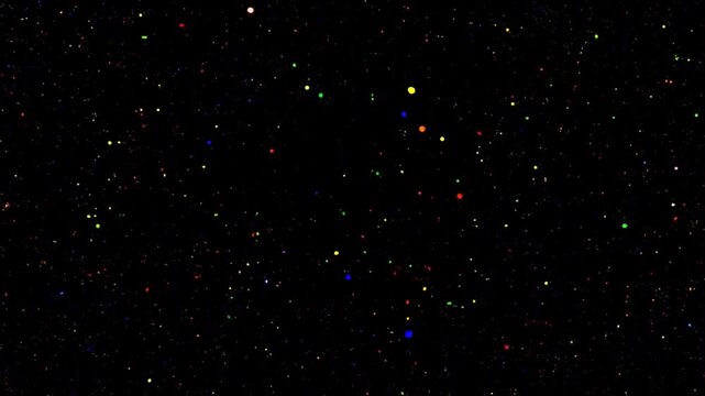 Multiple colored dots moving chaotically on an abstract background then synchronizing into a unified pulse. Finding resonance, rhythm, and unity within a supportive group.