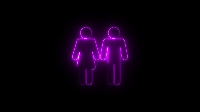 Neon pink male and female symbol on black background l g b t q i a plus sign lgbtq lgbtqia purple neon
