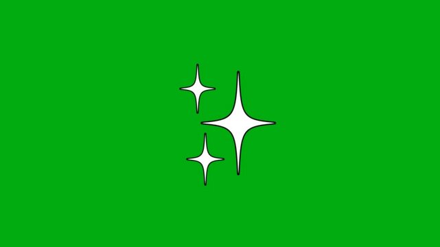 Twinkling stars animation, colored cartoon, flat, doodles style stars blinking, Alpha Channel on Black screen background.