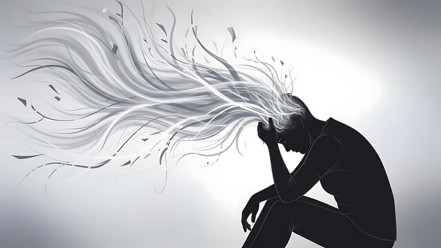 Person experiencing mental health struggle emotions.