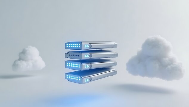 Stack Of SSD Drives Floating In Air Representing Data Storage And Cloud Backup Concept Minimal Background
