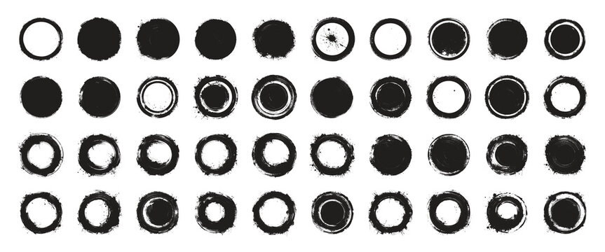 Vector Collection of Black Circular Grunge Border Frame Background