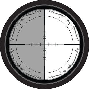 Sniper Scope Target Vector Illustration with Crosshair Sight, Precision Aim Interface, Tactical Weapon Viewfinder and Shooting Accuracy Concept Design