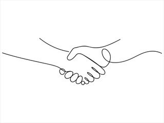 Minimalist continuous line art drawing of a handshake, Handshake Continuous Line Drawing, Business Agreement Partnership Concept Minimalist Line Art © Digital Designer