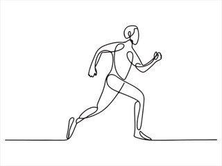 Fototapeta premium Continuous one line drawing of a running man fitness sport vector illustration