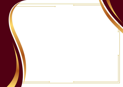 Elegant Burgundy and Gold Wavy Border certificate background Frame.