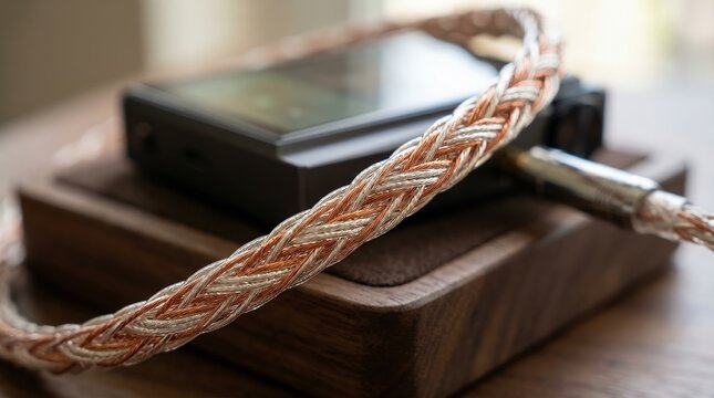 Portable high resolution audio player with premium cable