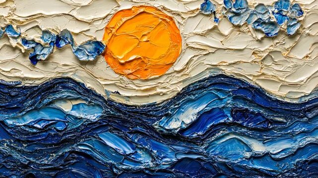 Abstract seascape with textured paint