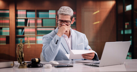 Attorney Reviewing Concerning Letter Regarding Client's Legal