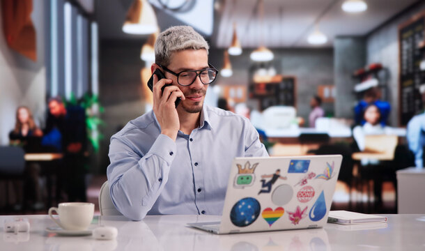 Creative Graphic Artist Consulting Client Over Phone