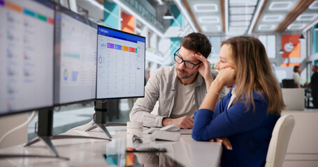 Naklejka na ściany i meble Marketing Team Struggles With Glitched CRM Dashboard, Feeling Overwhelmed