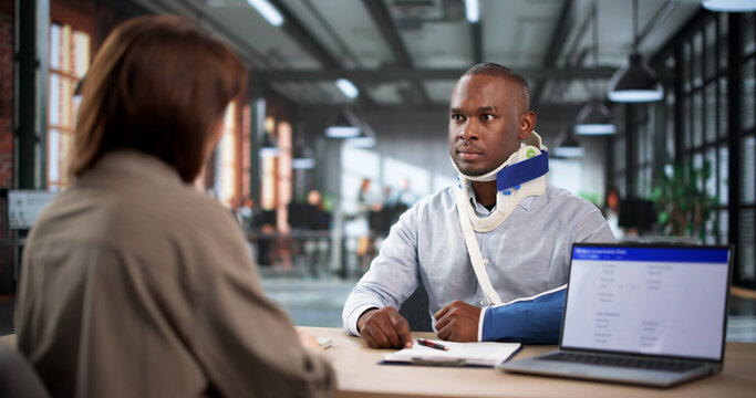 An Injured Worker Uses Crutches