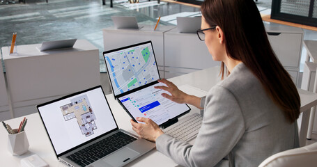 Real Estate Agent Crafting Client Emails On Latest Property Listings