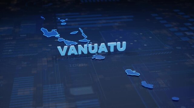 Vanuatu Map Futuristic Digital Background