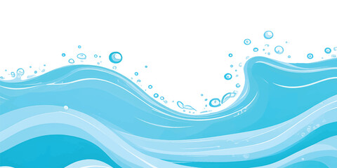 Abstract blue and green water wave splash background vector illustration. Vibrant cartoon ocean wave vector with splash and foam on white background, water wave, kids themes, and digital art. © MD AL AMIN